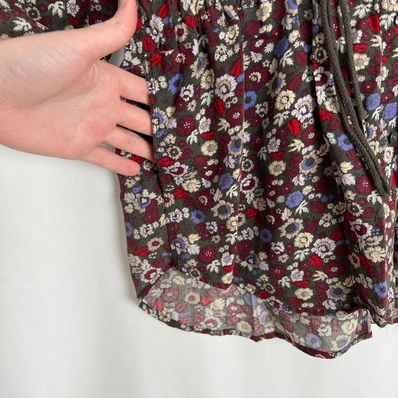 Aritzia Wilfred Floral Print Long Utility Cargo Shacket Trench Coat Light Jacket - Picture 8 of 10